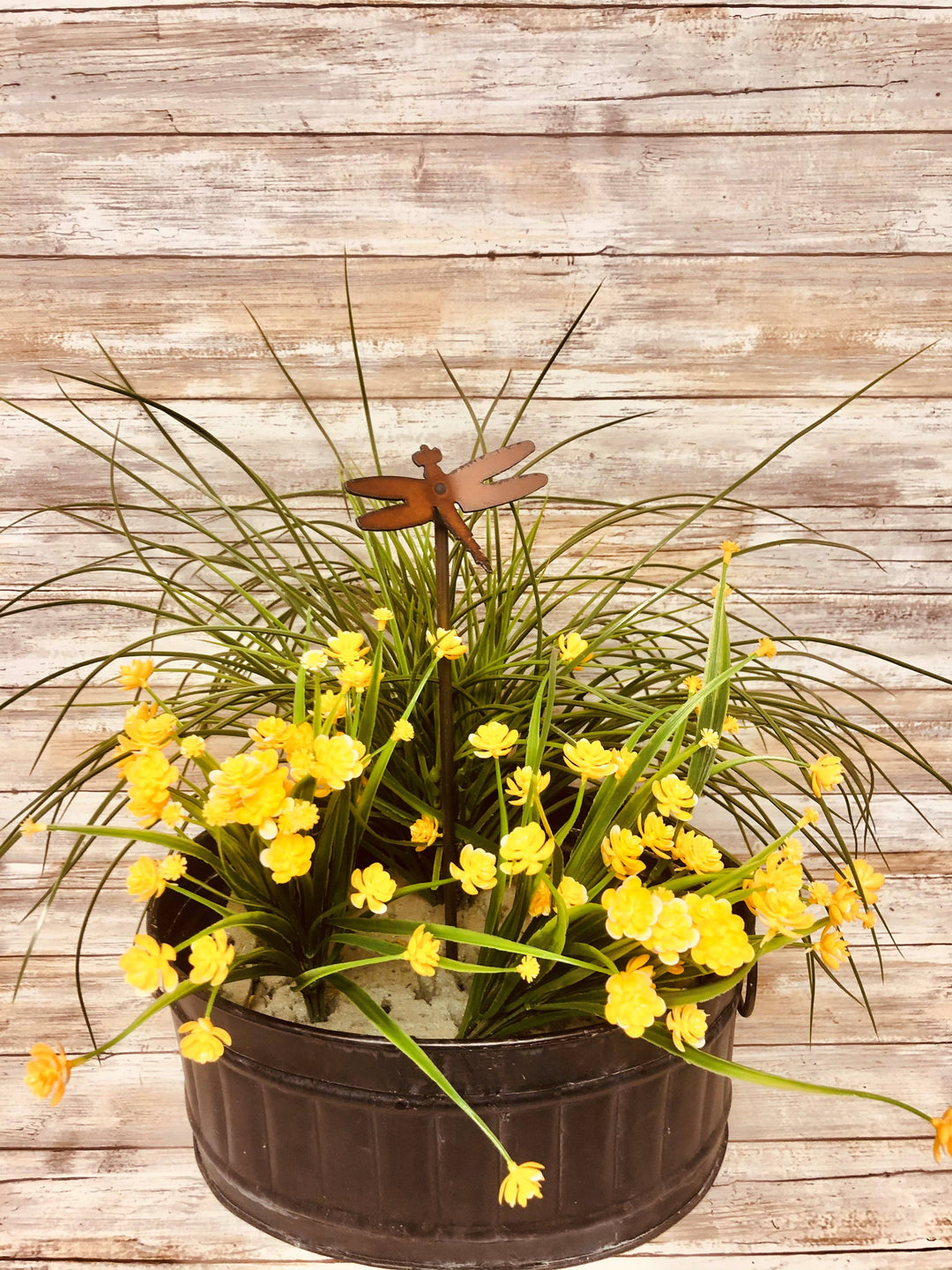 Rustic Dragonfly Garden Chime with Single Bell - Hand made Metal Decor