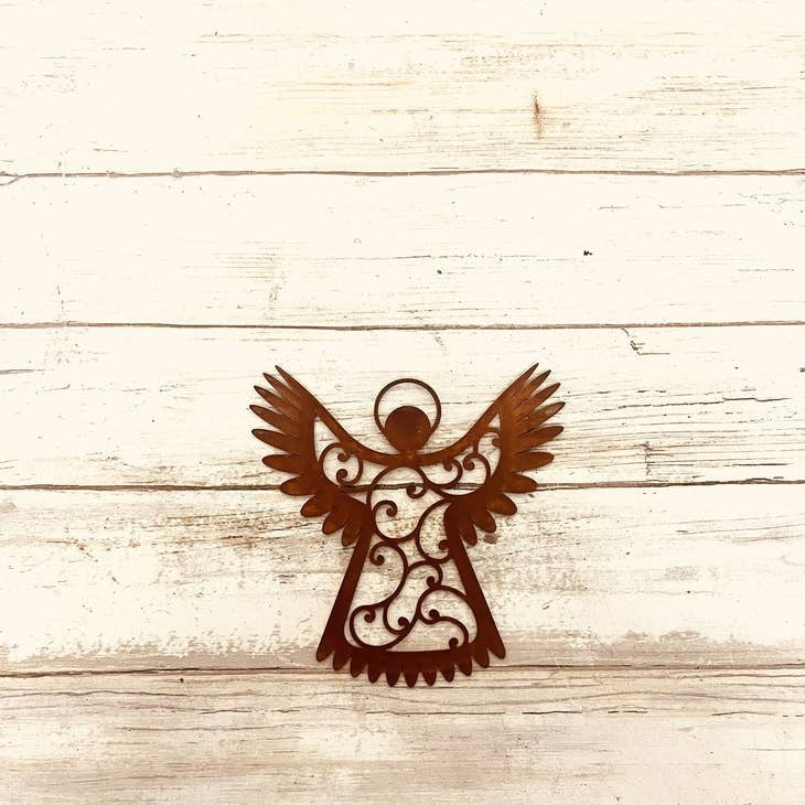 Angel Magnet with Wings Up | Memorial Gift | Christmas Angel | Metal Art | Iron Owl