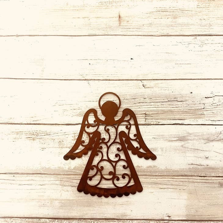 Angel Wings Down Rustic Metal Magnet | Memorial Gift | Iron Owl