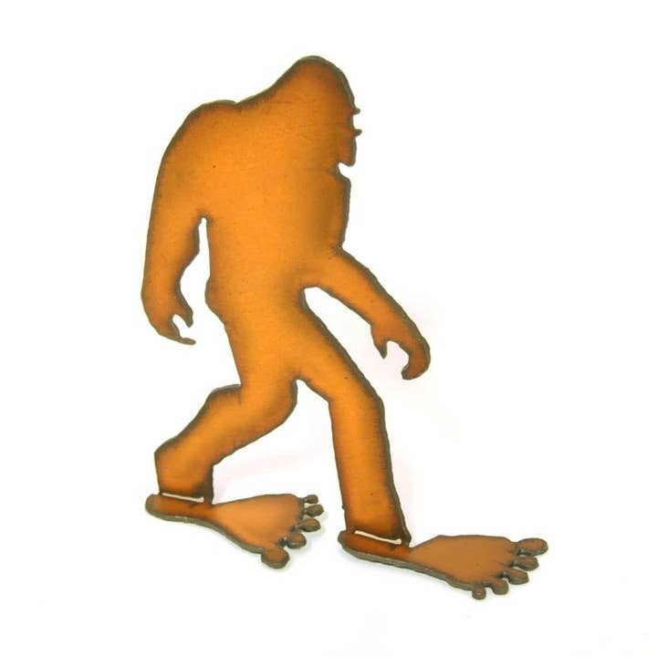 Bigfoot Figurine Rusty Metal Sign | Outdoor Yard Decor | Iron Owl