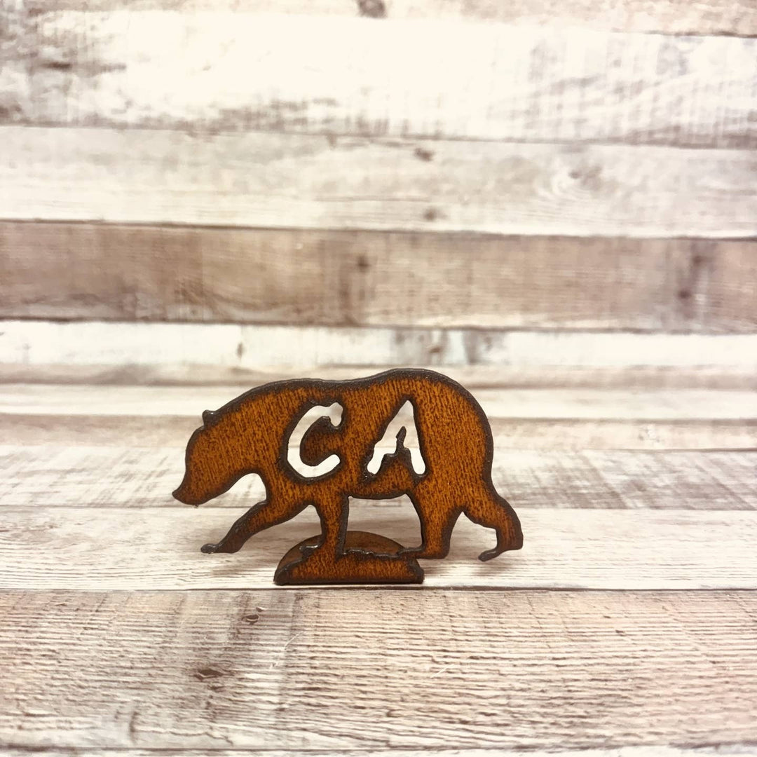 Black Bear Doodad with Ca Cutout California Metal Figurine