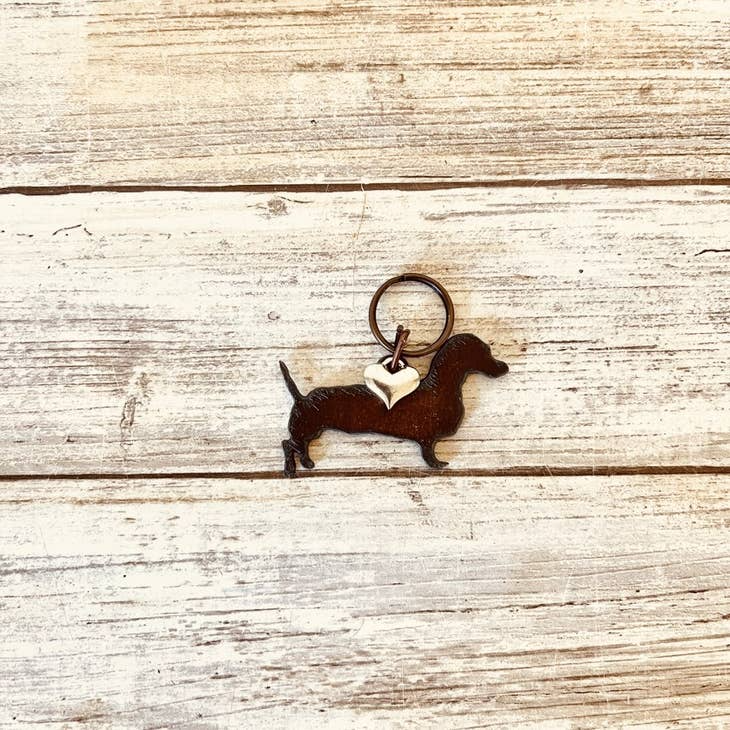 Dachshund Rusty Metal Key Chain