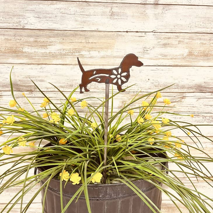 Dachshund Wiener Dog Rusty Metal Plant Stake
