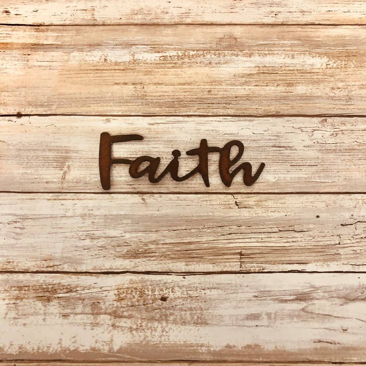 Faith Rusty Metal Cursive Word Magnet
