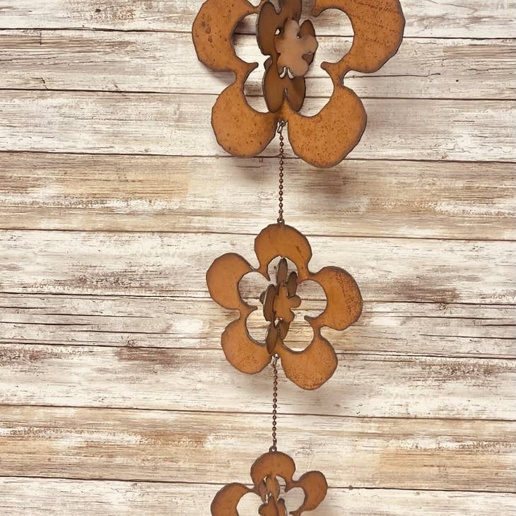 Flower Triple Rusty Metal Garden Art 3D