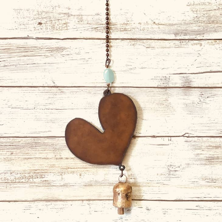 Heart Single Rusty Metal Bell Chime