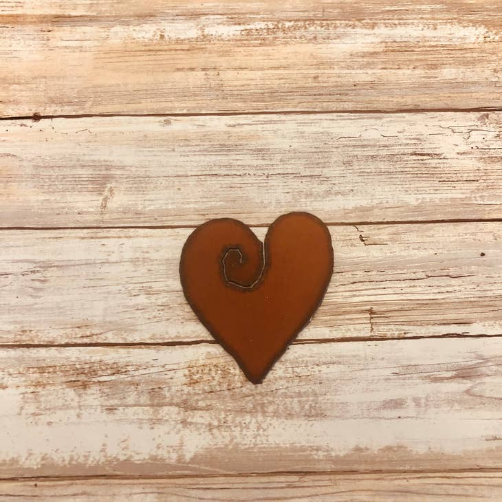 Heart with Swirl Rusty Metal Magnet