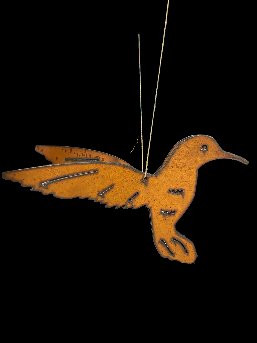 Large metal hanging hummingbird yard art for outdoor decor