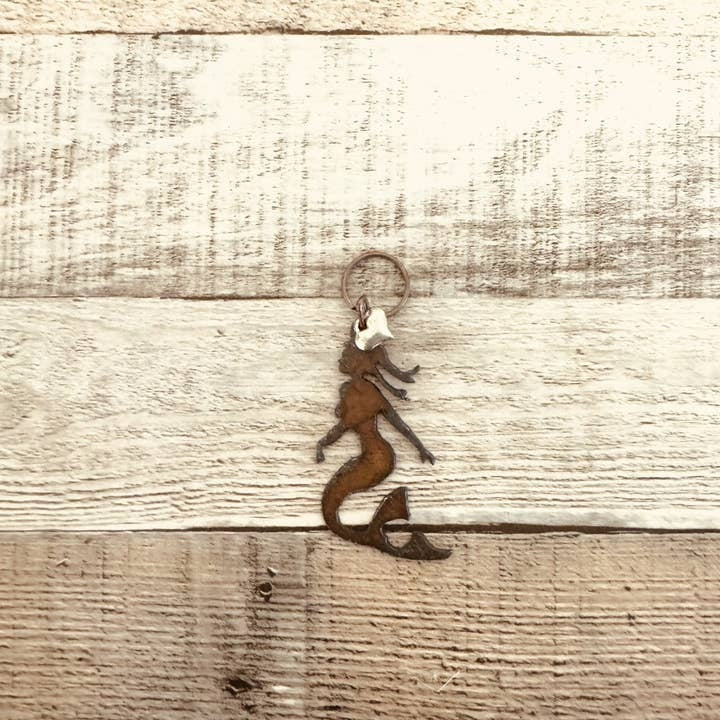 Mermaid Rusty Metal Keychain