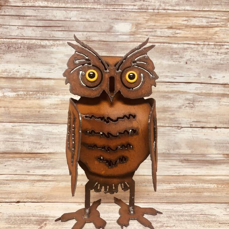 Owl Large Rusty Metal Yard Art