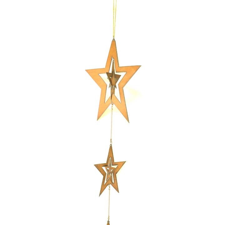 Triple Star Rusty Metal Mobile-Wind Chime Garden Art