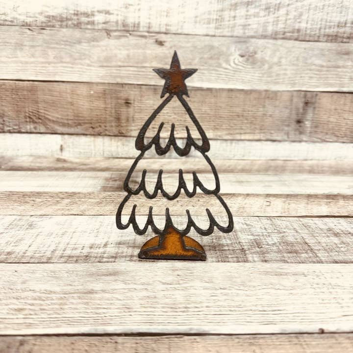 Rustic Tree 1 metal doodad figurine for holiday tabletop display