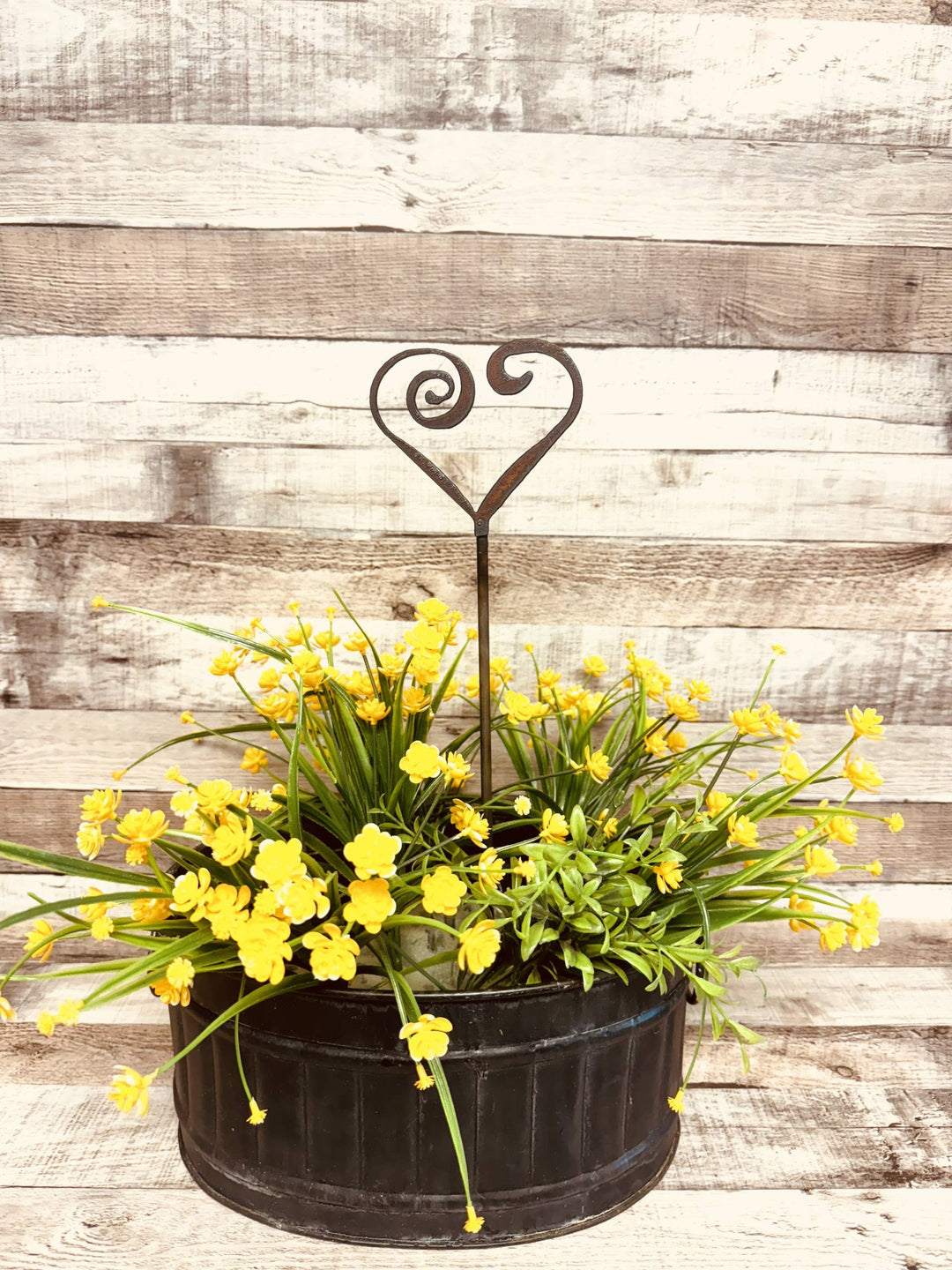 Outline Heart with Swirl Garden Whimsical Plant Stake