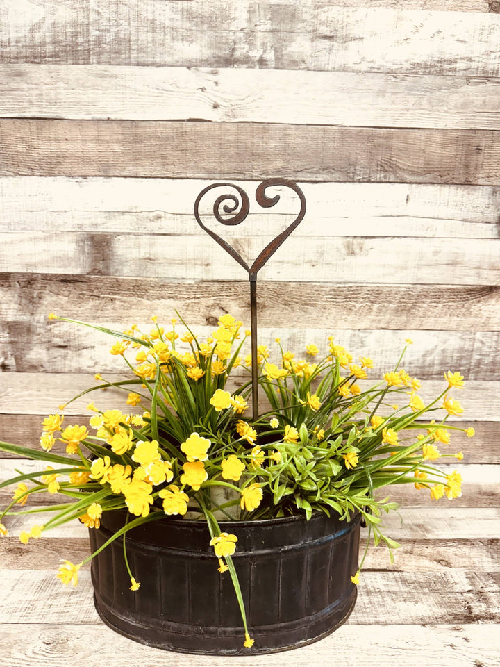 Outline Heart with Swirl Garden Whimsical Plant Stake