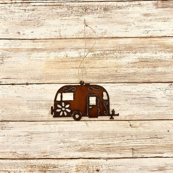 Airstream Rusty Metal Ornament Koa Gift Christmas