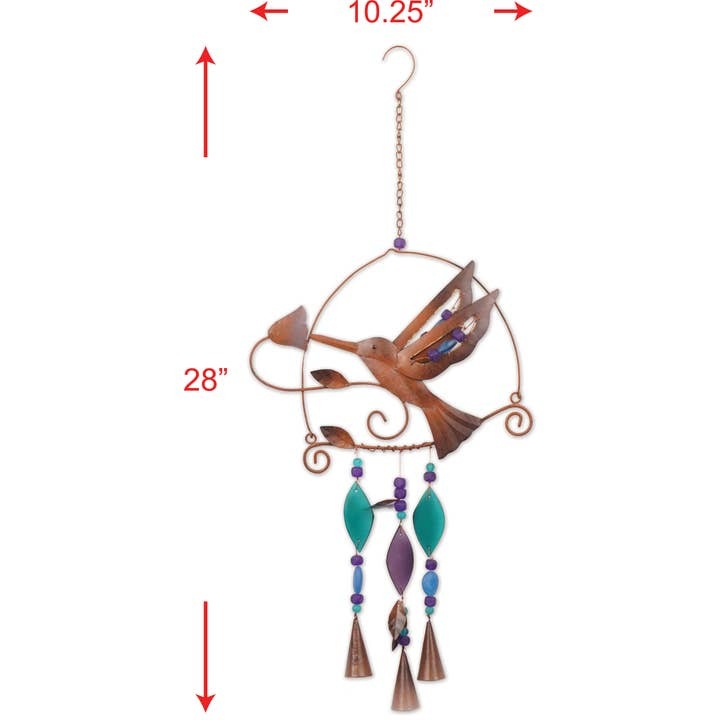 Boho Hummingbird Metal Wind Chime | Iron Owl