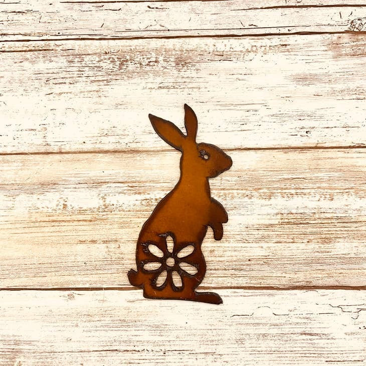 Bunny Rabbit Rusty Metal Easter Magnet
