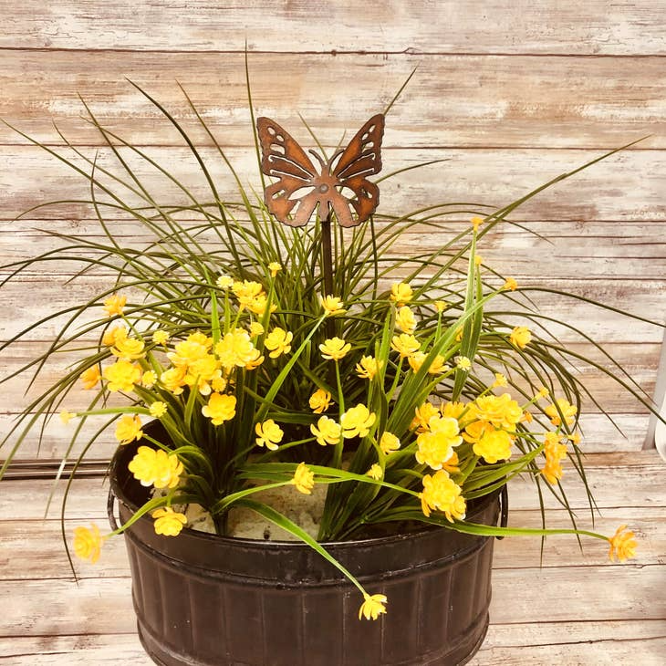 Butterfly Rusty Metal Garden Plant Stake