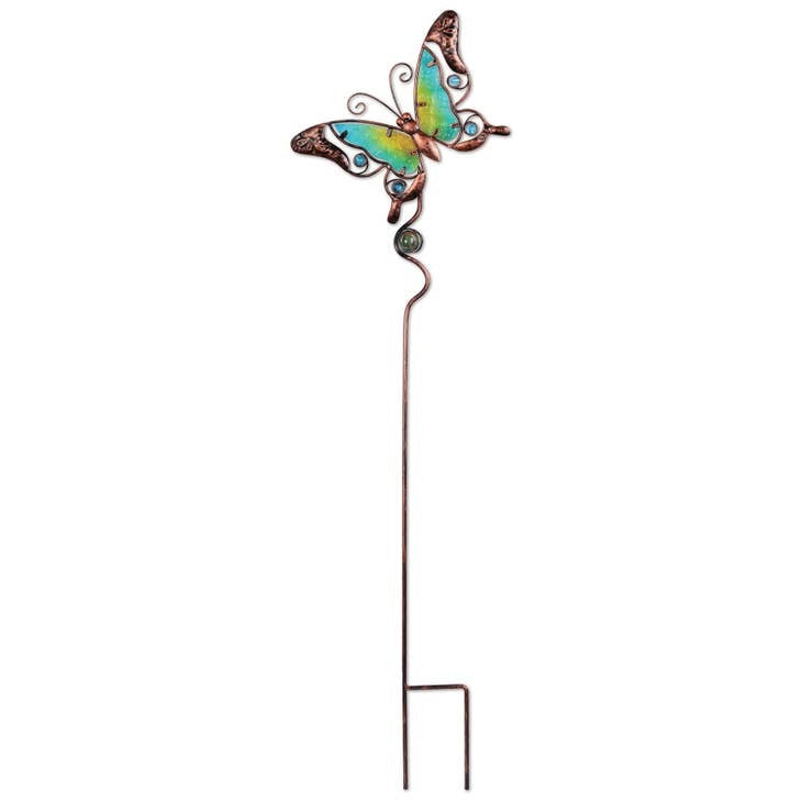 Butterfly Metal and Glass Garden Decor Yard Stake