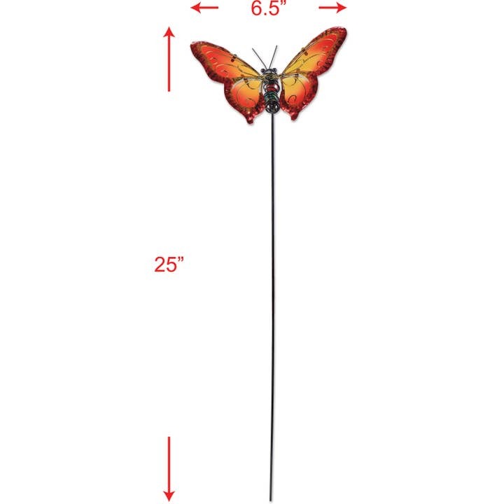 Butterfly Plant Stake Orange Glass