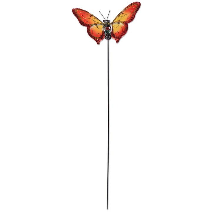 Butterfly Plant Stake Orange Glass