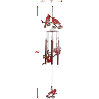 Cardinals Metal Hand Painted Wind Chime