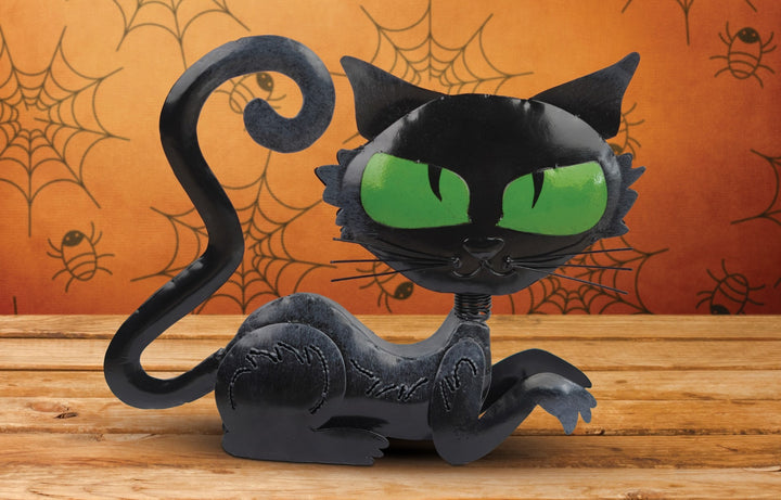 Cat Bobblehead Metal Hand Painted Halloween Decor