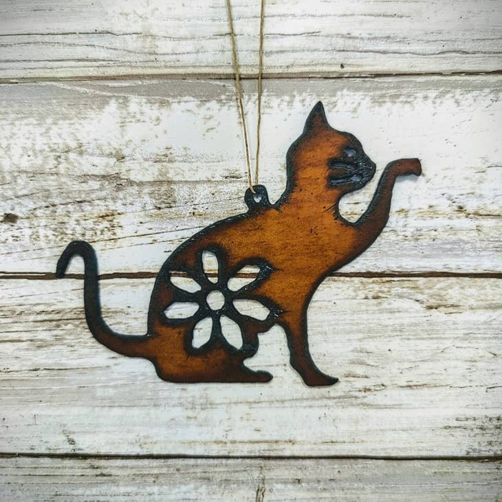 Cat Kitty Rusty Metal Ornament