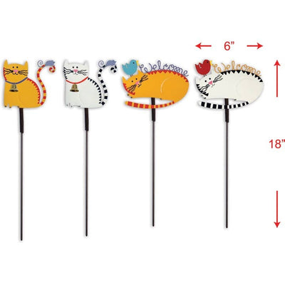 Cat Plant Stake Metal Painted