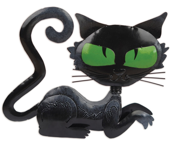 Cat Bobblehead Metal Hand Painted Halloween Decor