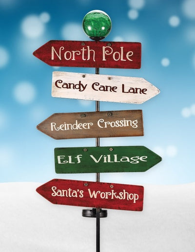 Christmas Sign Santa's Village Solar Stake