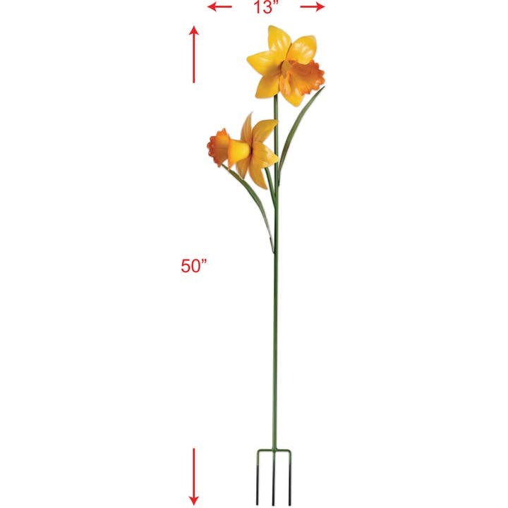 Daffodil Double Metal Yard Garden Stake 50"