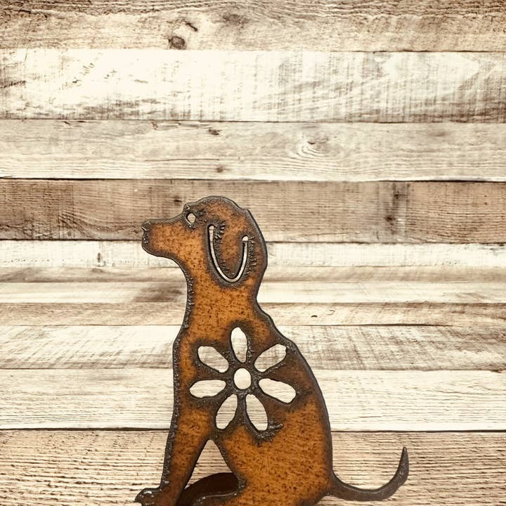 Dog Doodad Rusty Metal Standing Figurine