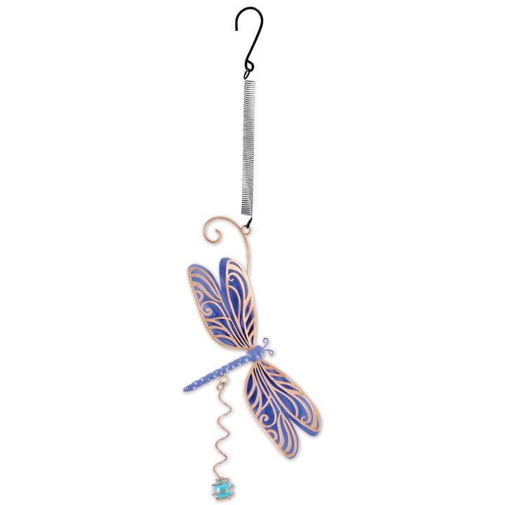 Dragonfly Garden Mobile Metal Blue and Gold