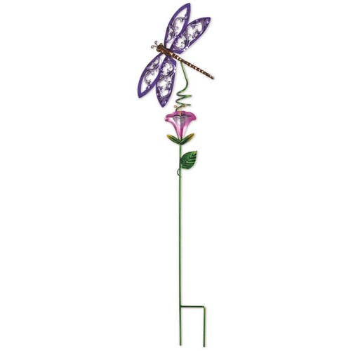 Dragonfly Large Purple Hand Painted Garden Stake