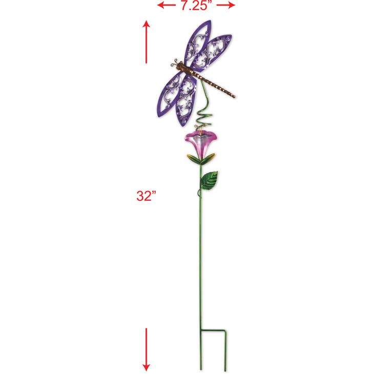 Dragonfly Large Purple Hand Painted Garden Stake