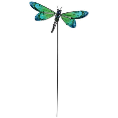 Dragonfly Plant Stake Green Glass