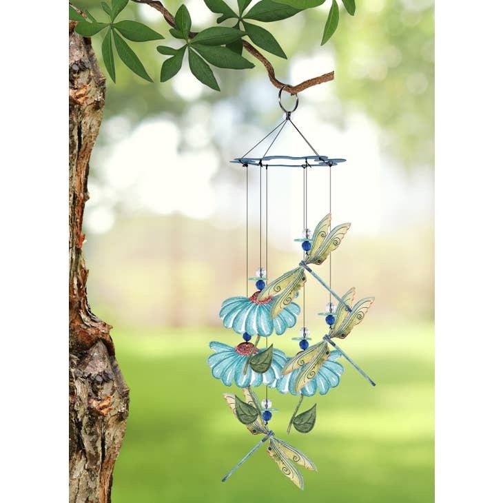 Dragonfly Painted Metal Garden Whimsical Chime