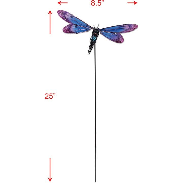 Dragonfly Plant Stake Purple and Blue Glass