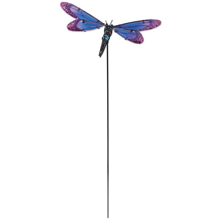 Dragonfly Plant Stake Purple and Blue Glass