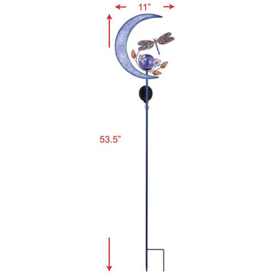 Dragonfly Moon Solar Stake Metal and Glass