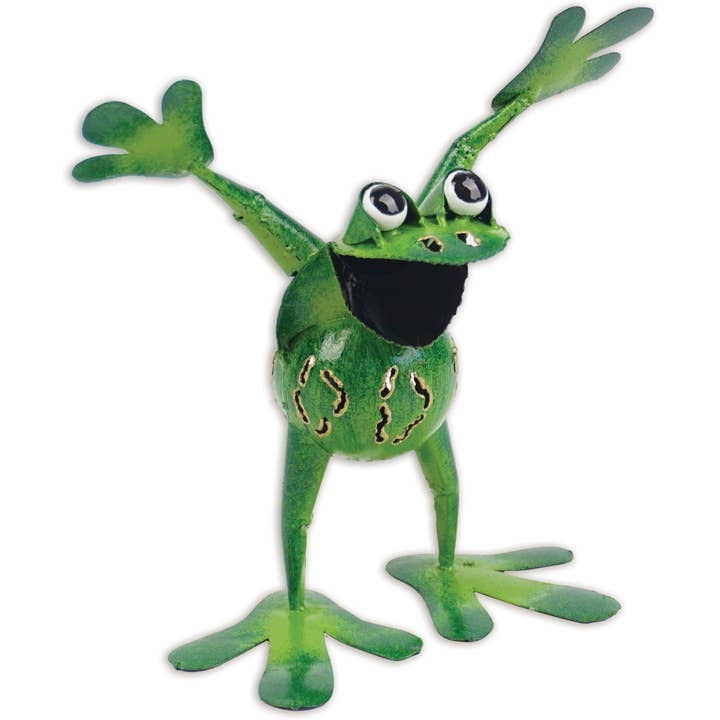 Green Frog Mini Metal Sculpture Hand Painted