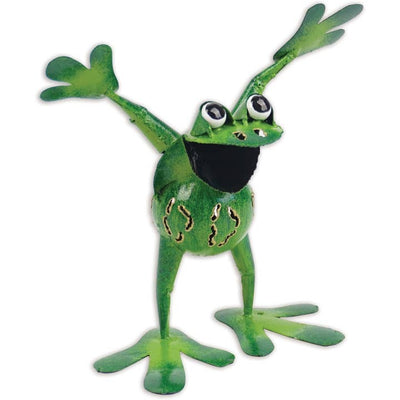 Green Frog Mini Metal Sculpture Hand Painted