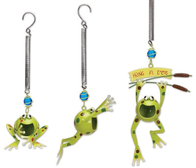 Frog Bouncy Hand Painted Metal Garden Mobile Assorted 1 piece