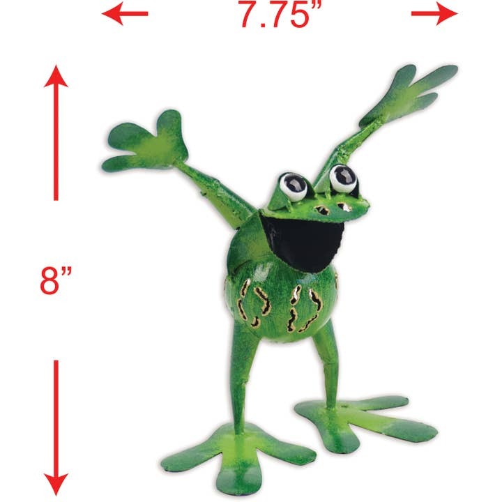 Green Frog Mini Metal Sculpture Hand Painted