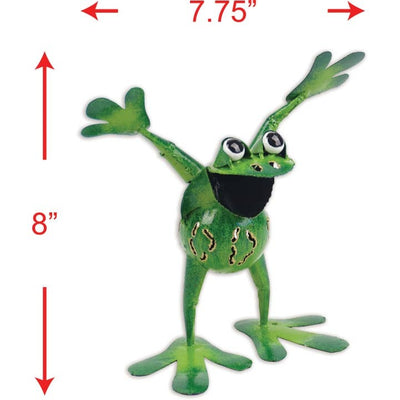 Green Frog Mini Metal Sculpture Hand Painted