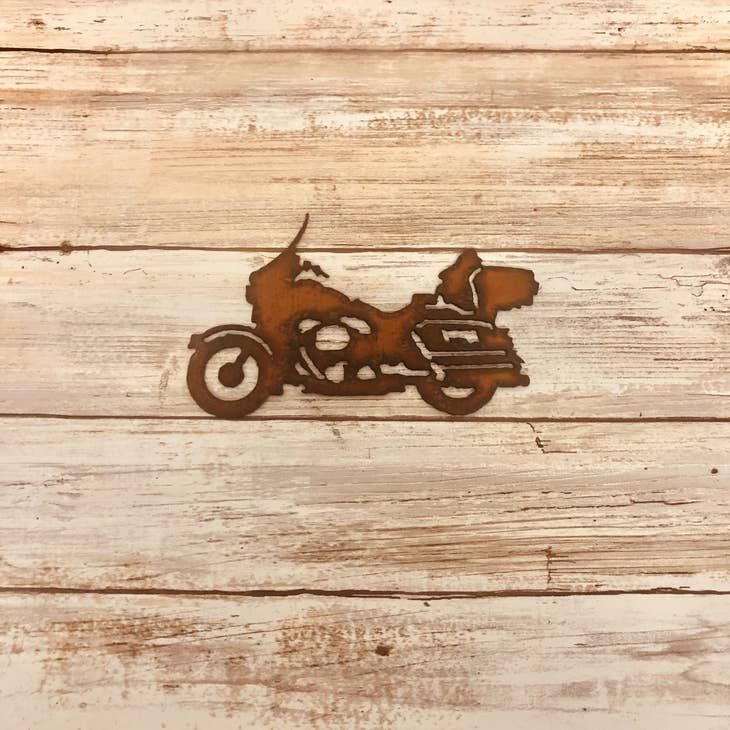 Motorcycle Rusty Metal Magnet Full Dressed Harley