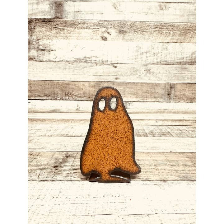 Ghost Doodad Rusty Metal Standing Halloween Decor