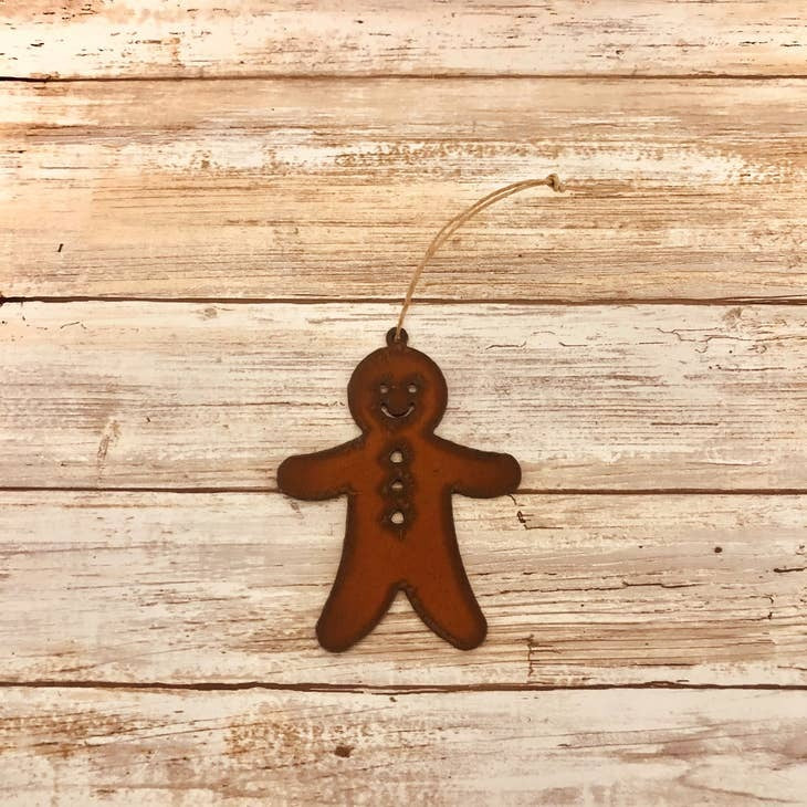 Ginger Bread Man Rusty Metal Christmas Ornament