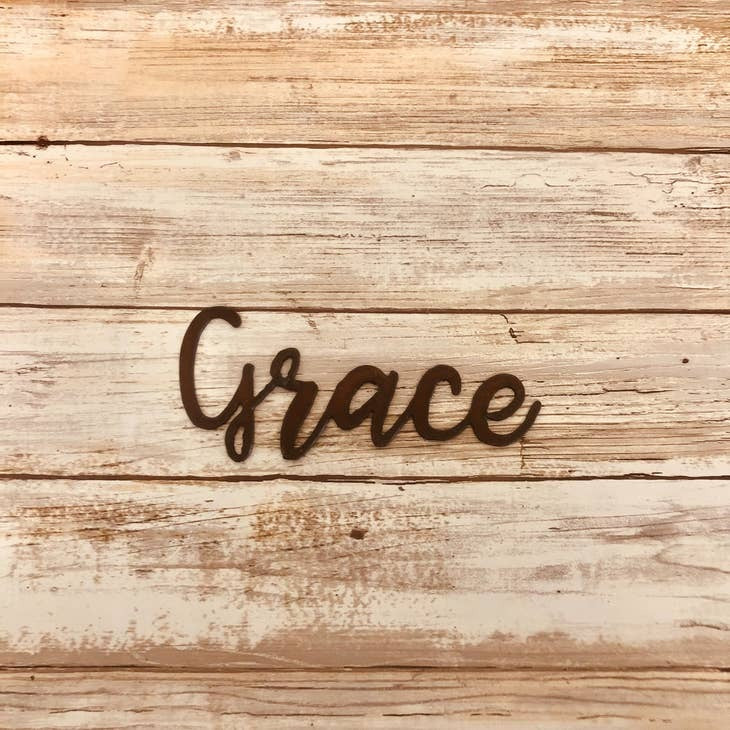 Grace Cursive Word Rusty Metal Magnet